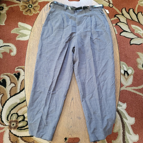 Briggs Petite 90's Heather Gray Pleated Front  Trousers Size Women 16 Petite NEW - Picture 2 of 10